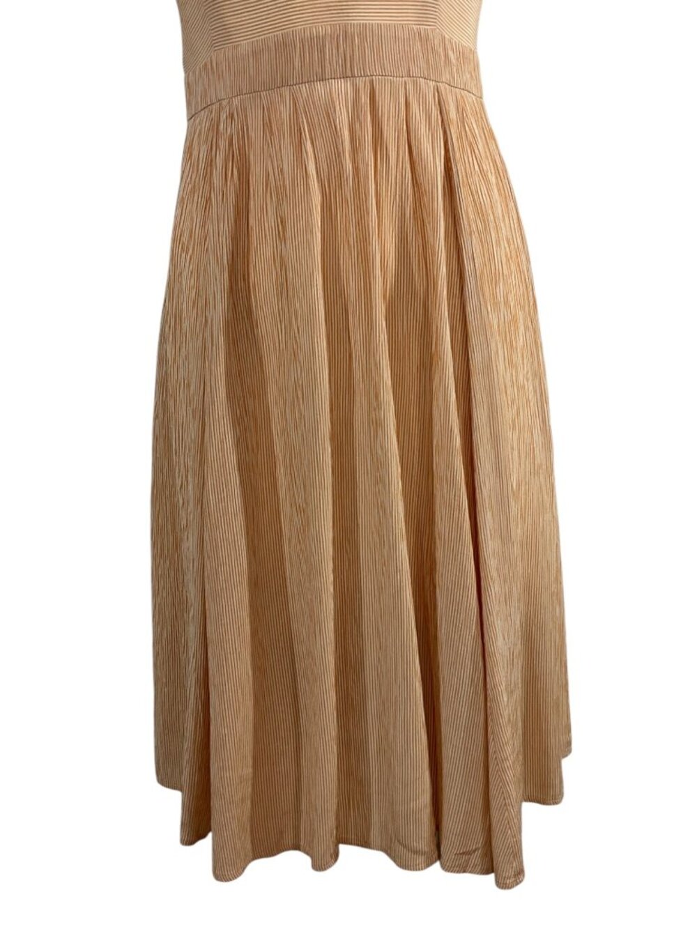 Christy Dawn Arrow Dress S Orange Striped Halter Midi Pockets - Picture 13 of 16